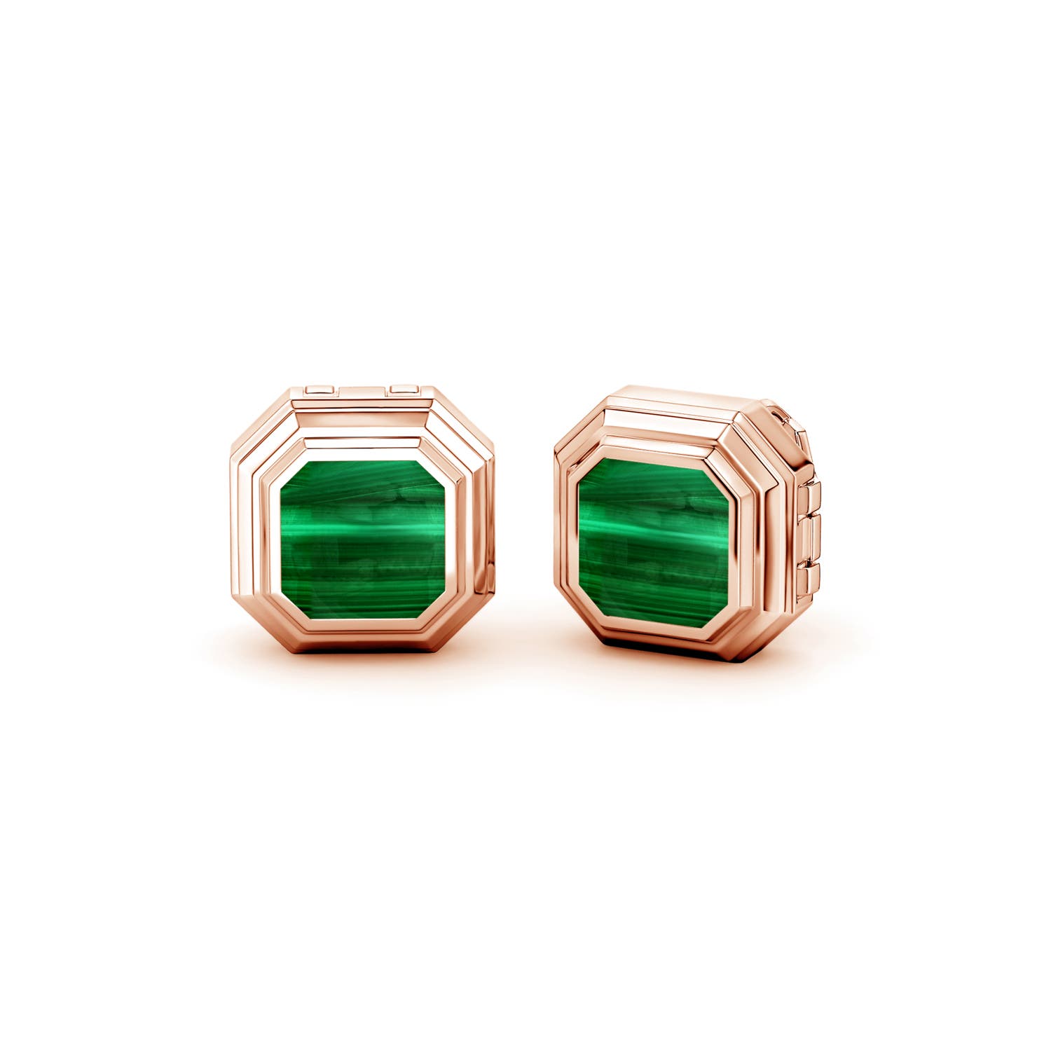 Angara 5.28 Ctw Square Emerald-cut Malachite Men's Octagon Button Cover In Green
